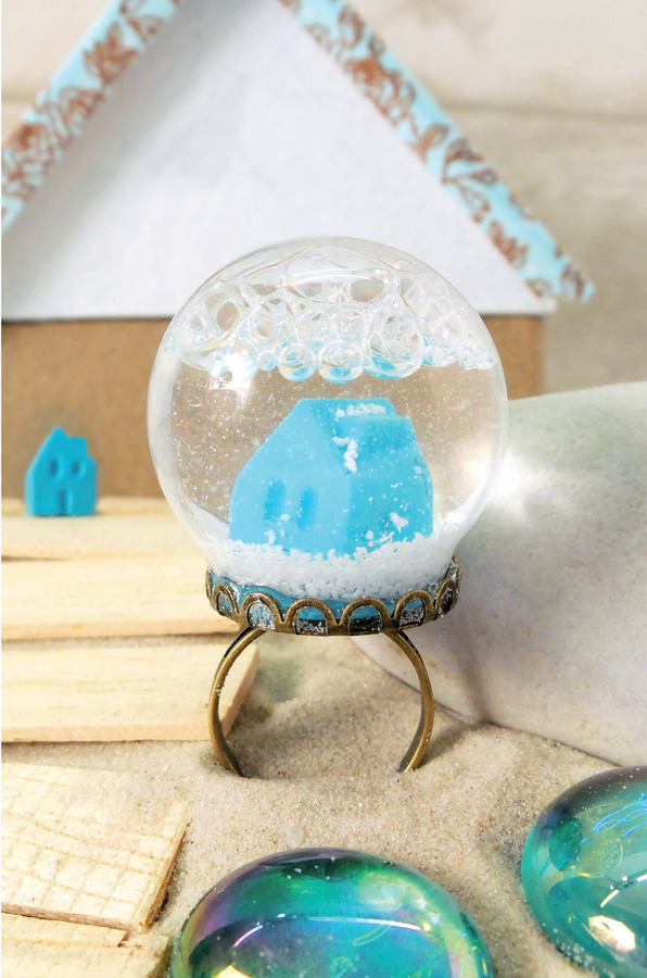 Globe ring met Fimo