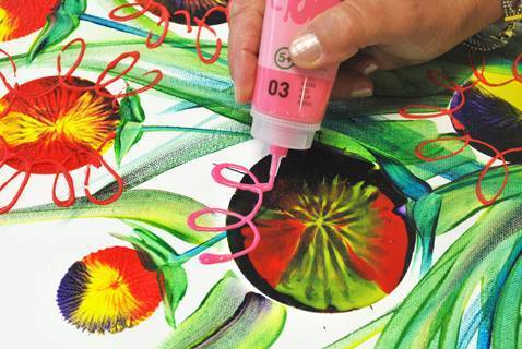 Exotische bloemen met Prima Magic vinyl gouache