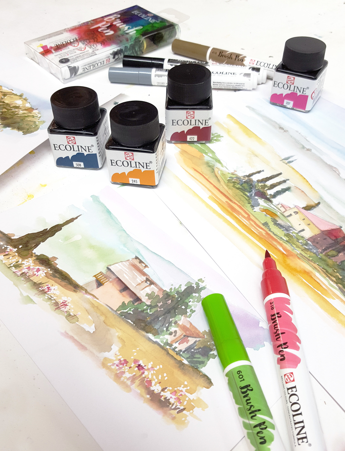 Peinture à l'Ecoline de Talens : feutres et flacons