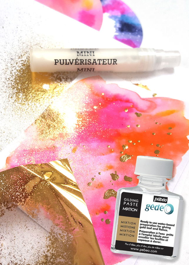 Mixtion Liquide et Feuilles effet miroir de Pébéo - métal vaporisé