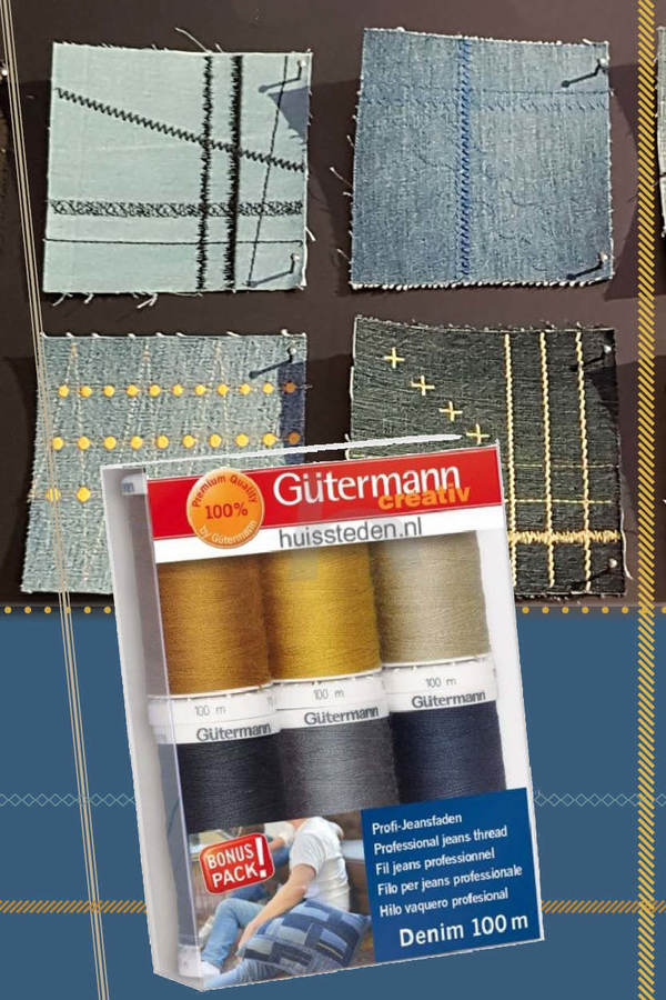 Fils à coudre Gütermann aux couleurs typiques des jeans