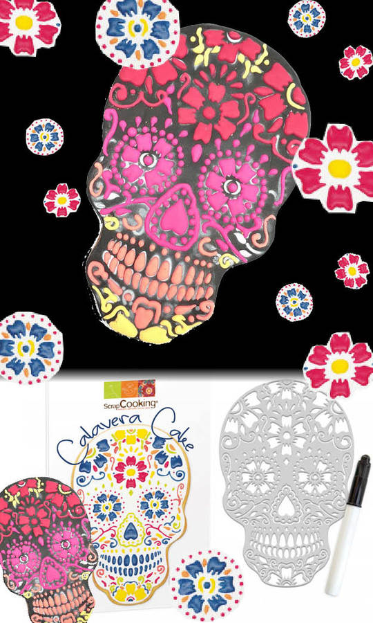Pochoir tête de mort : le kit Calavera Cake de Scrapcooking