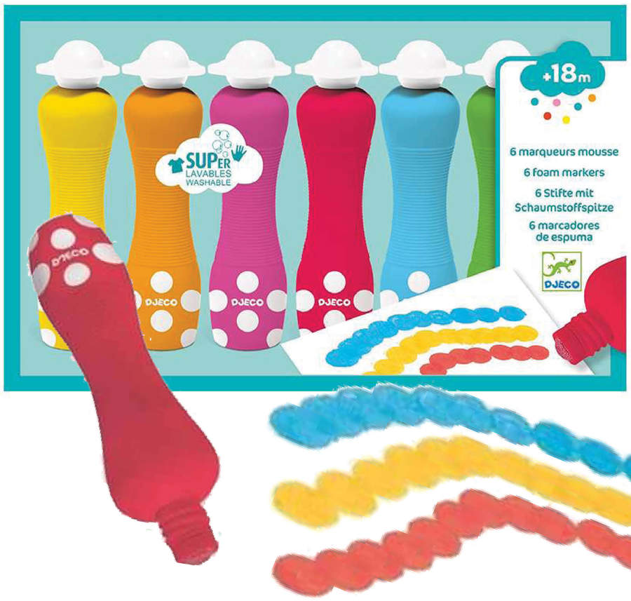 0-2 jarige cadeaus : 6 foam markers van Djeco