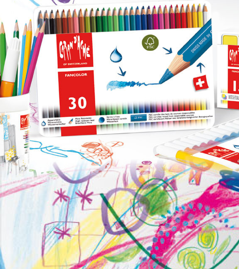 Cadeau Idee : Aquareleerbare Fancolor kleurpotloden van Caran d'Ache