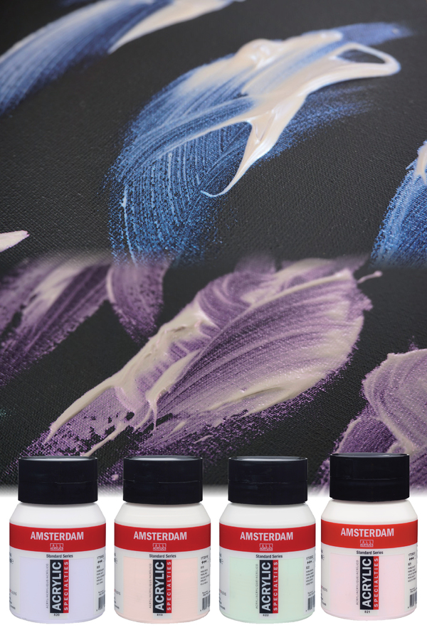 Amsterdam Acrylic Pearl : effet nacré sur fond noir