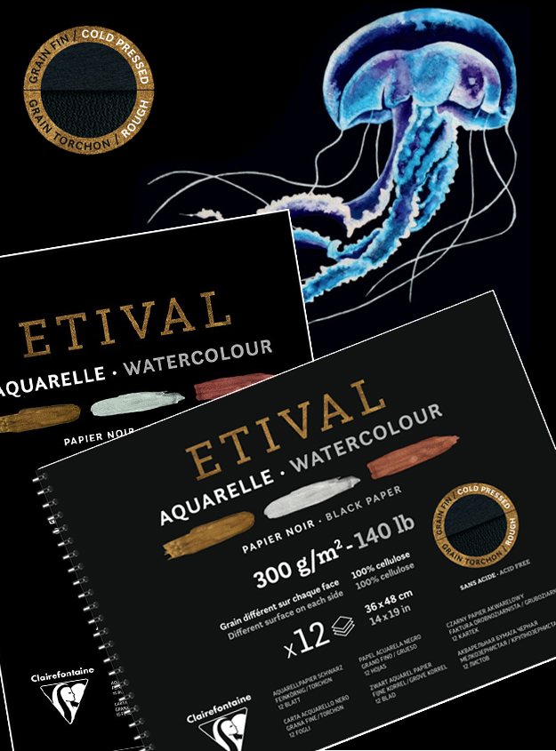 Le bloc de papier aquarelle noir de Clairefontaine