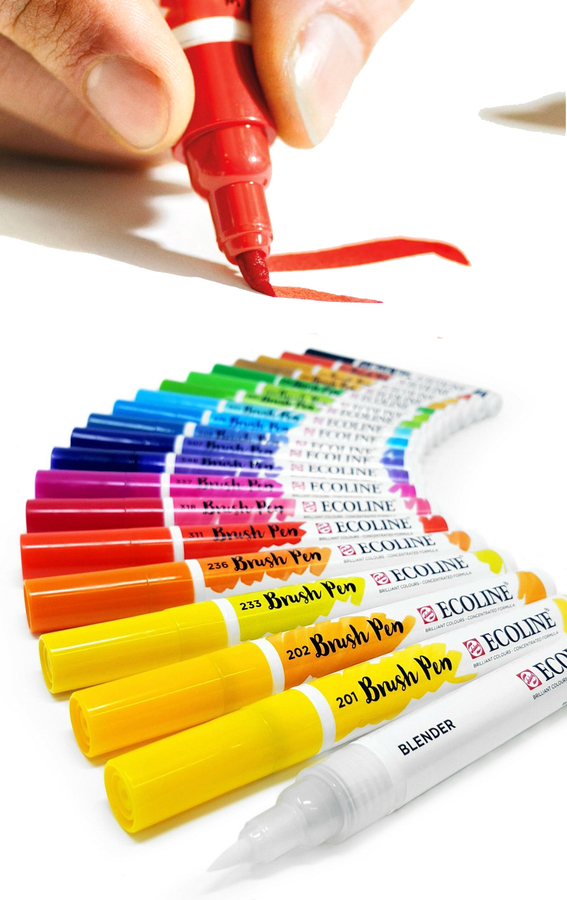 De Brushpen ecoline kleuren van Talens