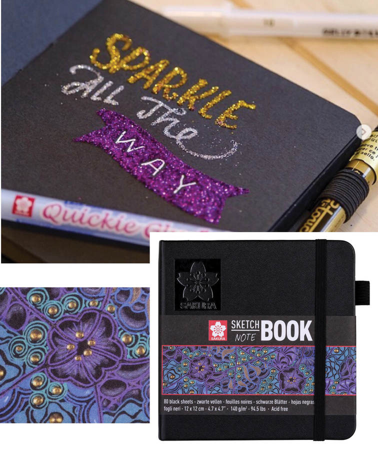 Sakura Sketchbook note: creatie op zwart papier