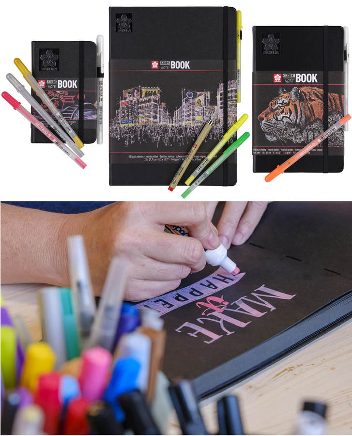 Tekenen op een donkere achtergrond met de Sakura Sketchbook noot